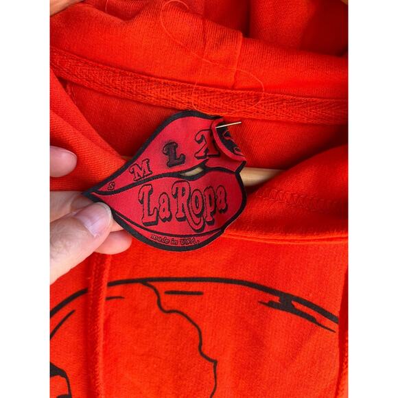 La Ropa Men's Orange Skull & Bone Rare Hooded Sweatshirt Red Size Large - Picture 3 of 5